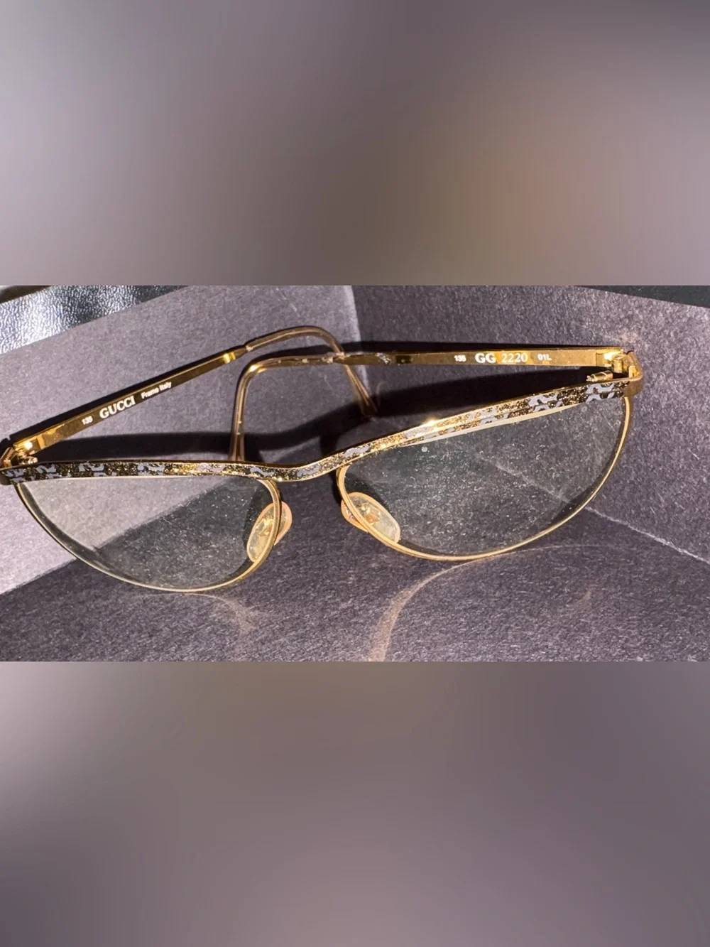 Gucci Gold Crystal Accent Women's Eyeglass Frame - Italian Design